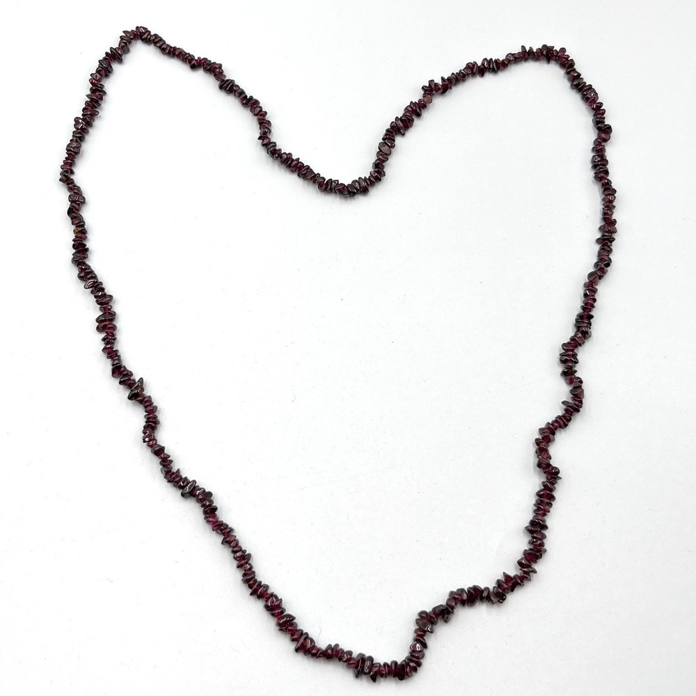 Vintage Natural Garnet Chip Strand Necklace Deep Red Earthy Boho Core 34"‎